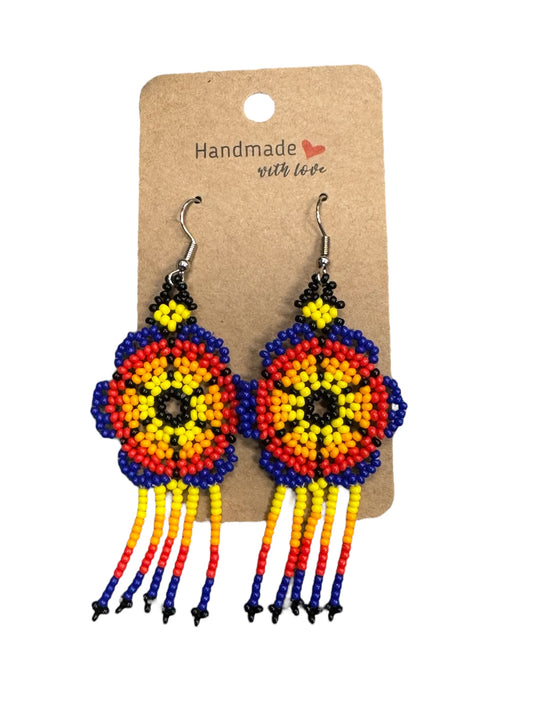 Handmade Flower Beaded Dangle Earrings