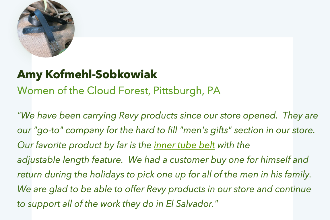 Customer testimonial: belts