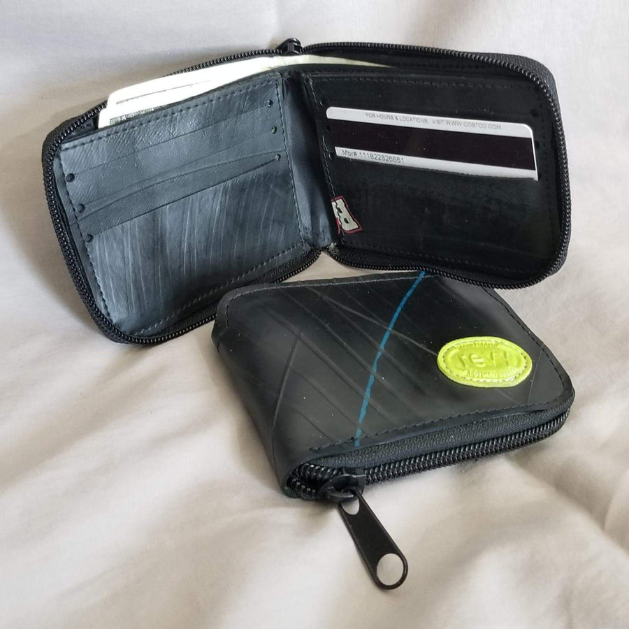 Alpine Swiss Mens Womens RFID Blocking Zipper Wallet Leather Zip Around Bifold - Black