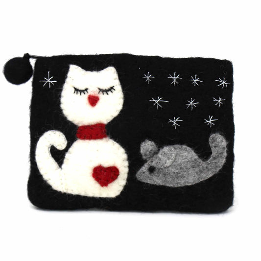 Felt Coin Pouch - Cat & Mouse